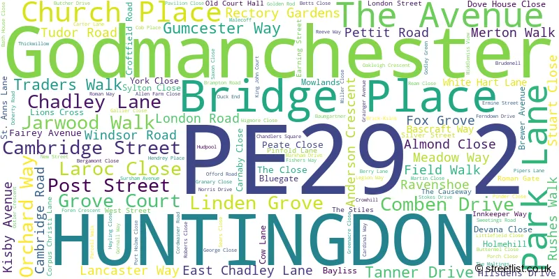 A word cloud for the PE29 2 postcode